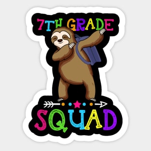 Sloth Team 7th Grade Squad Teacher Back To School Sticker